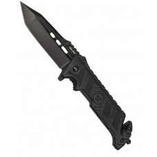 Ніж тактичний Mil-Tec Зі склобоєм і ремінним різаком Чорний AUTOMESSER STAR (15319600)