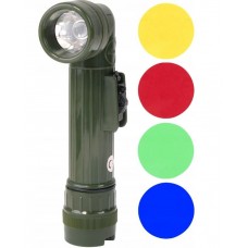 Ліхтарик ручний Mil-Tec LED зі змінними лінзами (червоний, синій, зелений, жовтий) US LED WINKELTASCHENLAMPE SM OLIV (15143001)