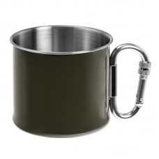 Кружка із карабіном Mil-Tec 500мл Олива Karabinerbecher S/STEEL армійська (14608202-500)