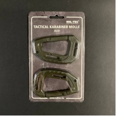 Набір 2 карабіни тактичні Олива Mil-Tec TACTICAL KARABINER MOLLE (2 ST./BLISTER) OLIV (15922501)