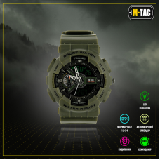 Годинник тактичний M-Tac Вологостійкий LED-підсвітка Олива SPORT OLIVE (50006001)