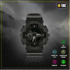 Годинник тактичний M-Tac Вологостійкий LED-підсвітка Чорний SPORT BLACK (50006002)