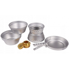 Набір посуду тактичний Mil-Tec Алюмінієвий З пальником KOCH-SET ALU (2 TÖPFE,PFANNE,KOCHER) (14660000)