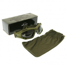 Окуляри тактичні Mil-Tec Десантні затемнені На резинці One size Олива COMMANDO BRILLE AIR PRO OLIV SMOKE (15615301)