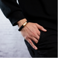 Royal Bracelets чоловічий браслет шкіряний нержавіюча сталь GolgBond (403)